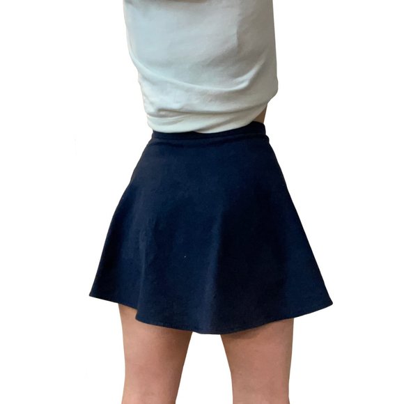 MET XS Navy Jacquard Flare Mini Skirt Pleated Skater Italy Made Cotton Lyocell S - Picture 7 of 16